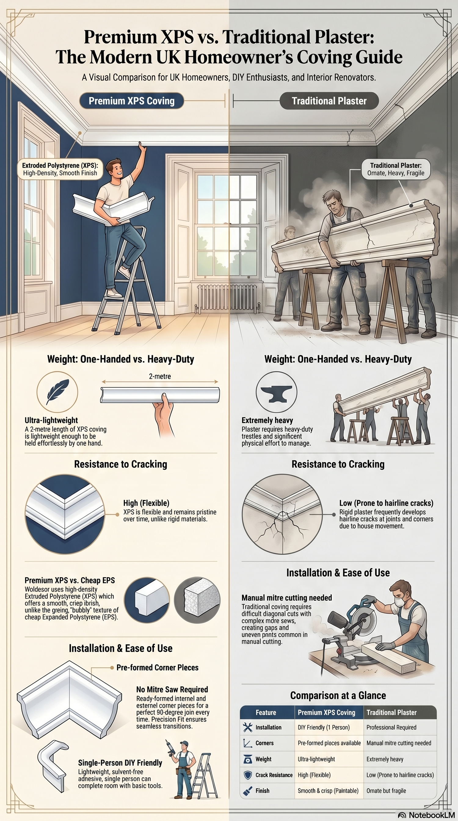 Polystyrene Coving vs Plaster Coving: Honest UK Comparison