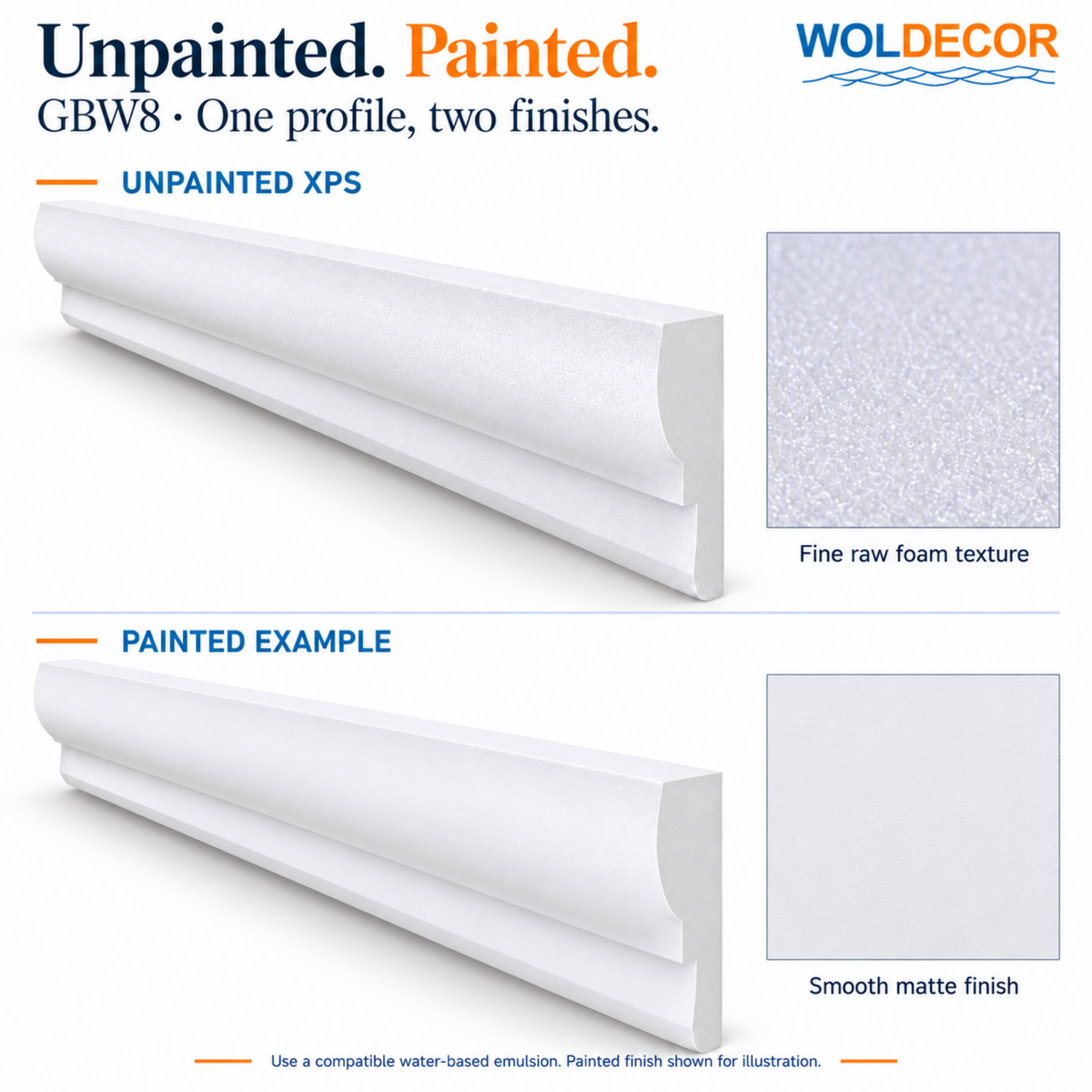 Extruded Polystyrene Coving for Ceilings, Cornice 4x11cm GBW08
