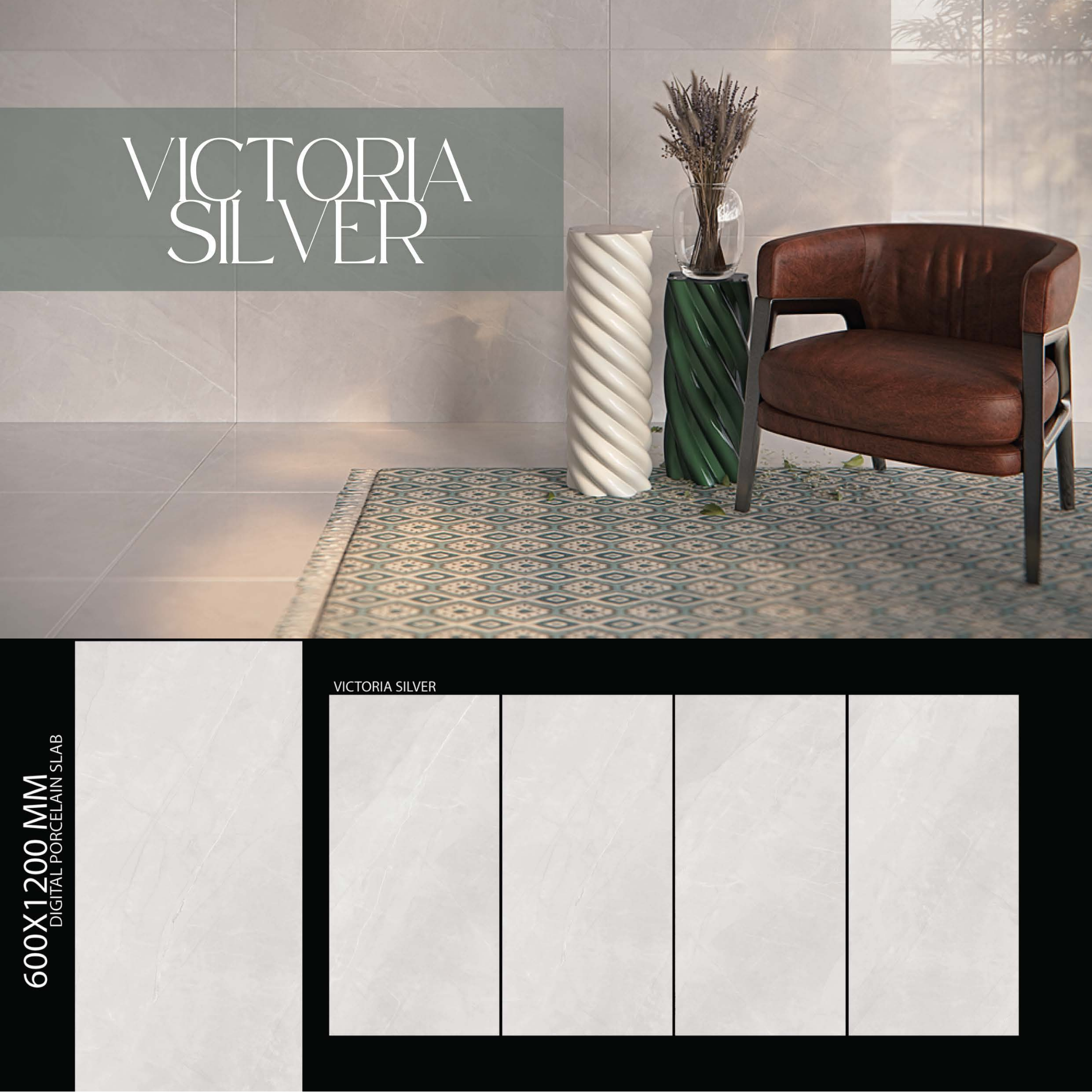 Porcelain Tile 600x1200mm, Ceramic Wall Tiles, Polished Wall & Floor Slab for Bathroom & Living Room, Kitchen – Water Resistant, Easy to Clean