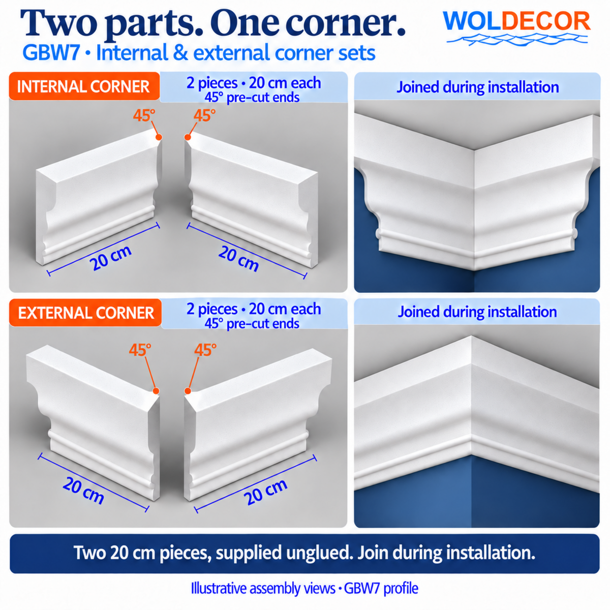 Extruded Polystyrene Coving for Ceilings, Cornice 4x11cm GBW07
