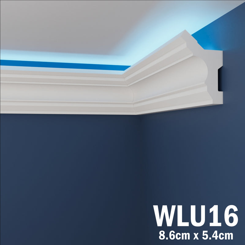LED Coving for Ceilings Cornice XPS Extruded Polystyrene WLU16