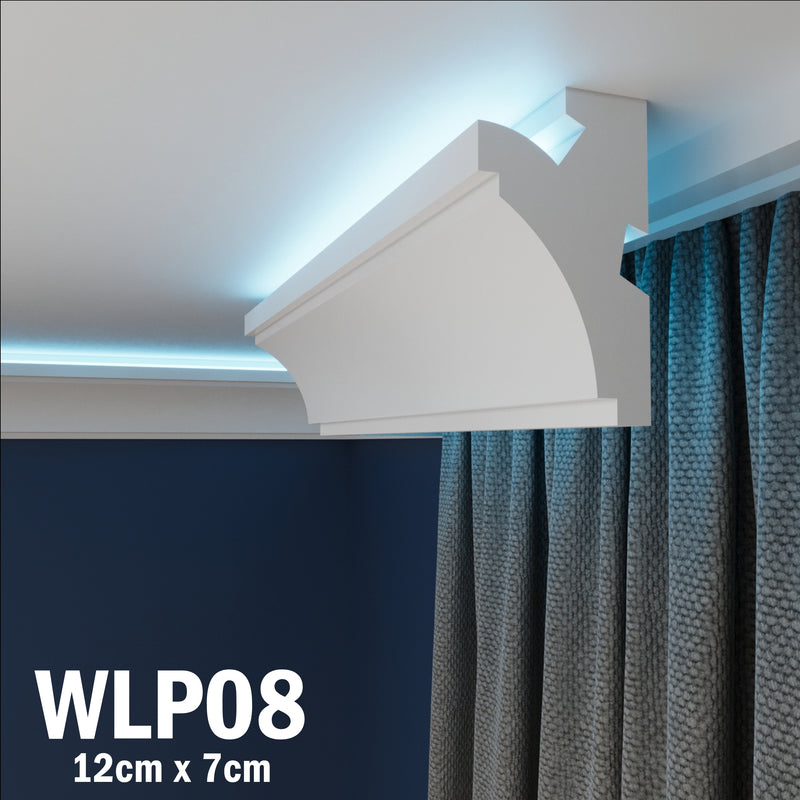 LED Coving for Ceilings Cornice XPS Extruded Polystyrene WLP08