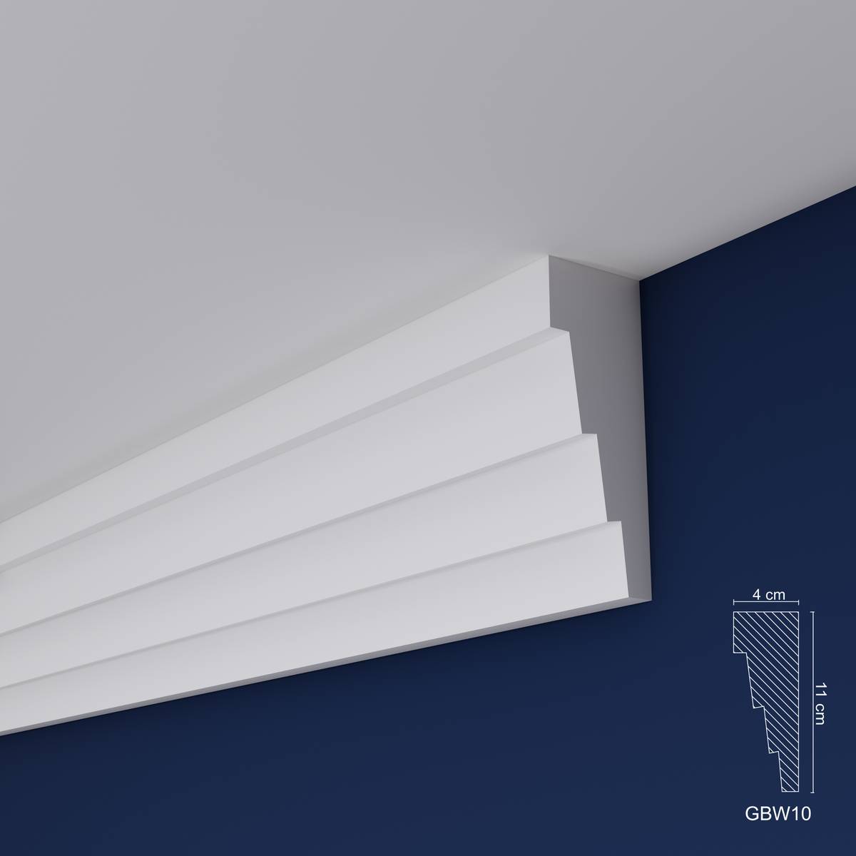 Extruded Polystyrene Coving for Ceilings, Cornice 4x11cm GBW10