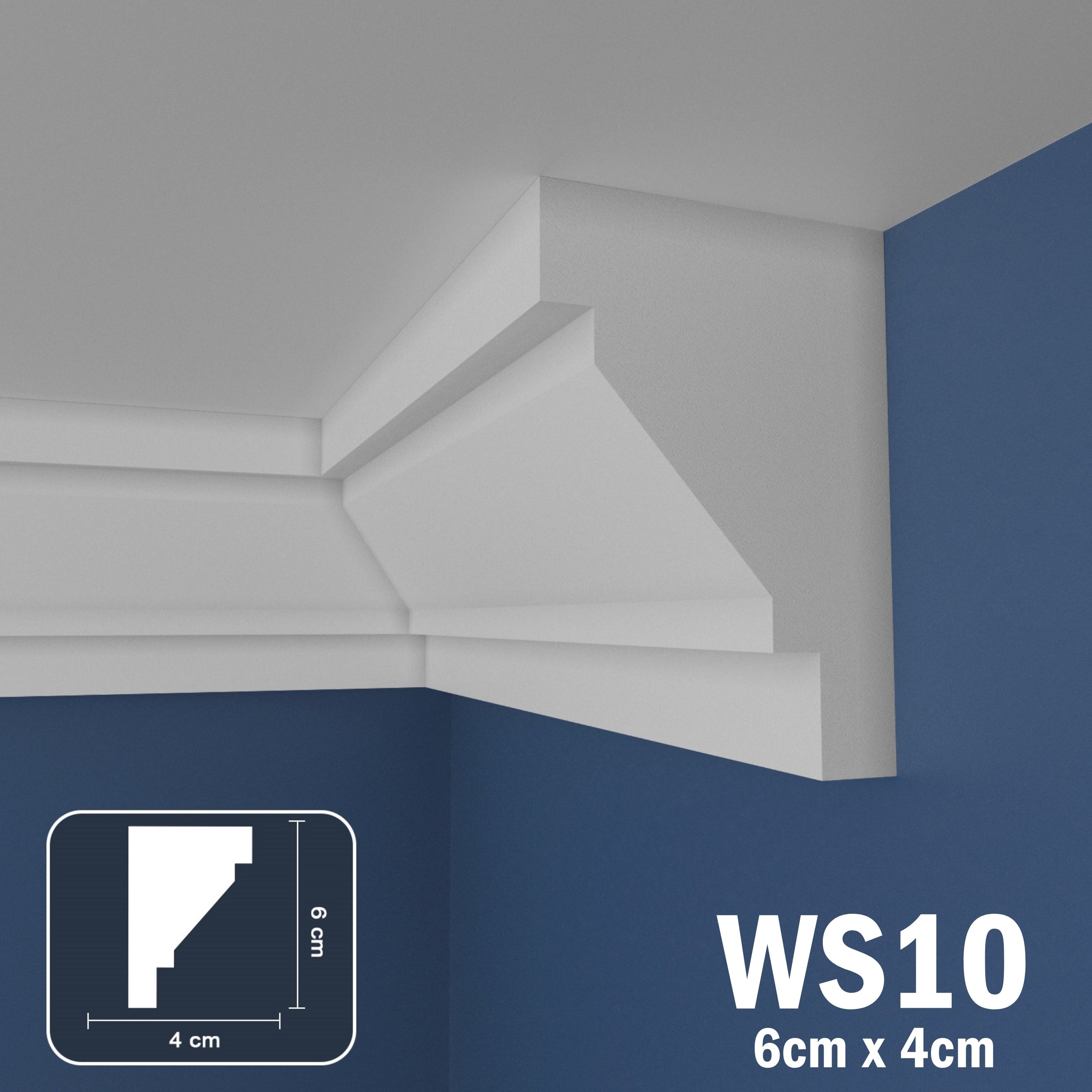 WS10 Series XPS Cornice Coving – Decorative Coving Moulding for Ceilings, Lightweight Paintable Ceiling Coving Trim, Easy DIY Installation, Durable and Moisture Resistant