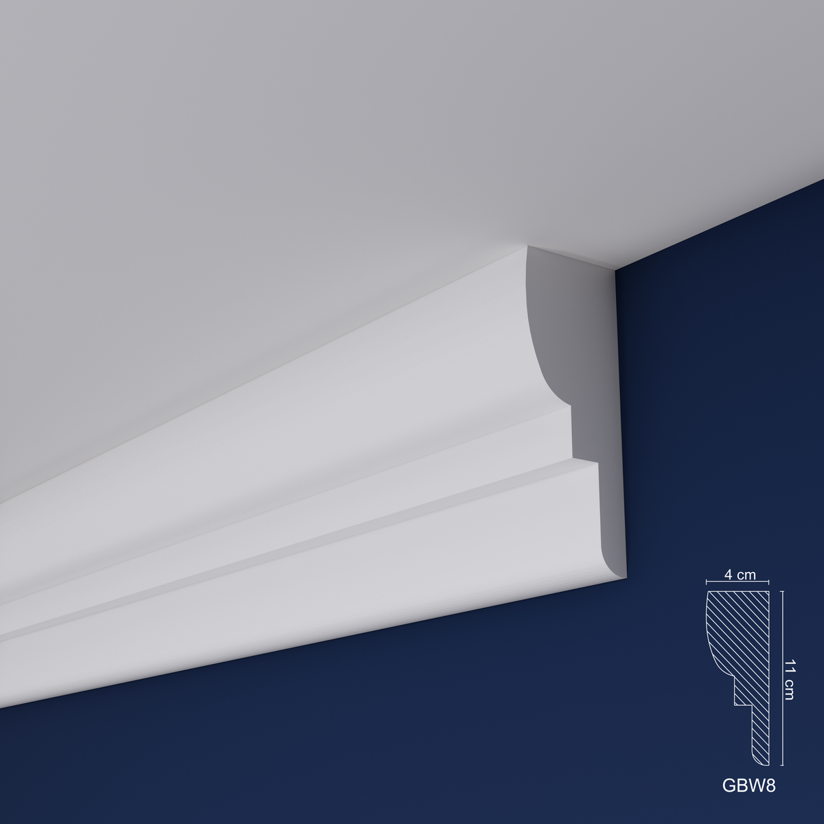 Extruded Polystyrene Coving for Ceilings, Cornice 4x11cm GBW08