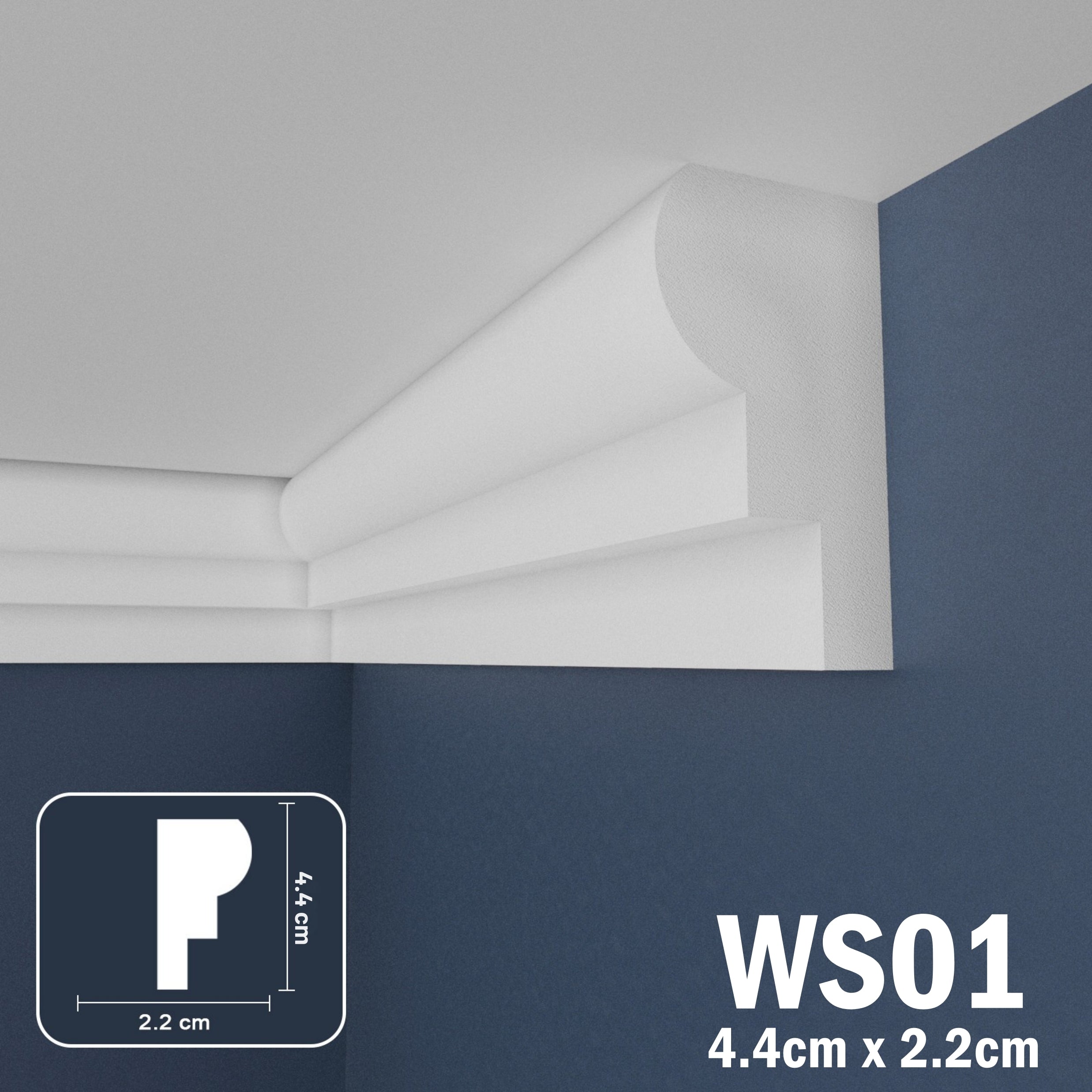 WS01 Series XPS Cornice Coving – Decorative Coving Moulding for Ceilings, Lightweight Paintable Ceiling Coving Trim, Easy DIY Installation, Durable and Moisture Resistant