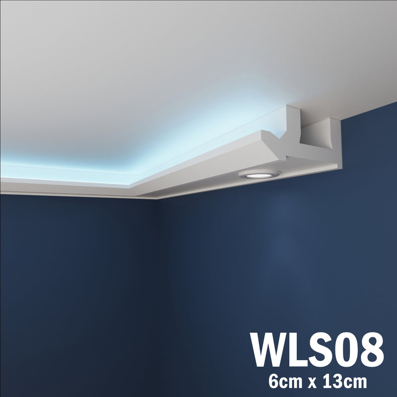 LED Coving for Ceilings Cornice XPS Extruded Polystyrene WLS08