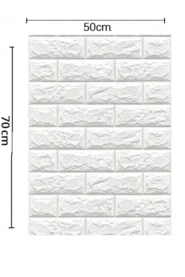 3D Brick Wallpaper, Brick Effect Wall Panels, Self Adhesive Wallpaper Peel and Stick, White and Waterproof for Living Room, Kitchen, Bahtroom, Home Decor (50x70cm)