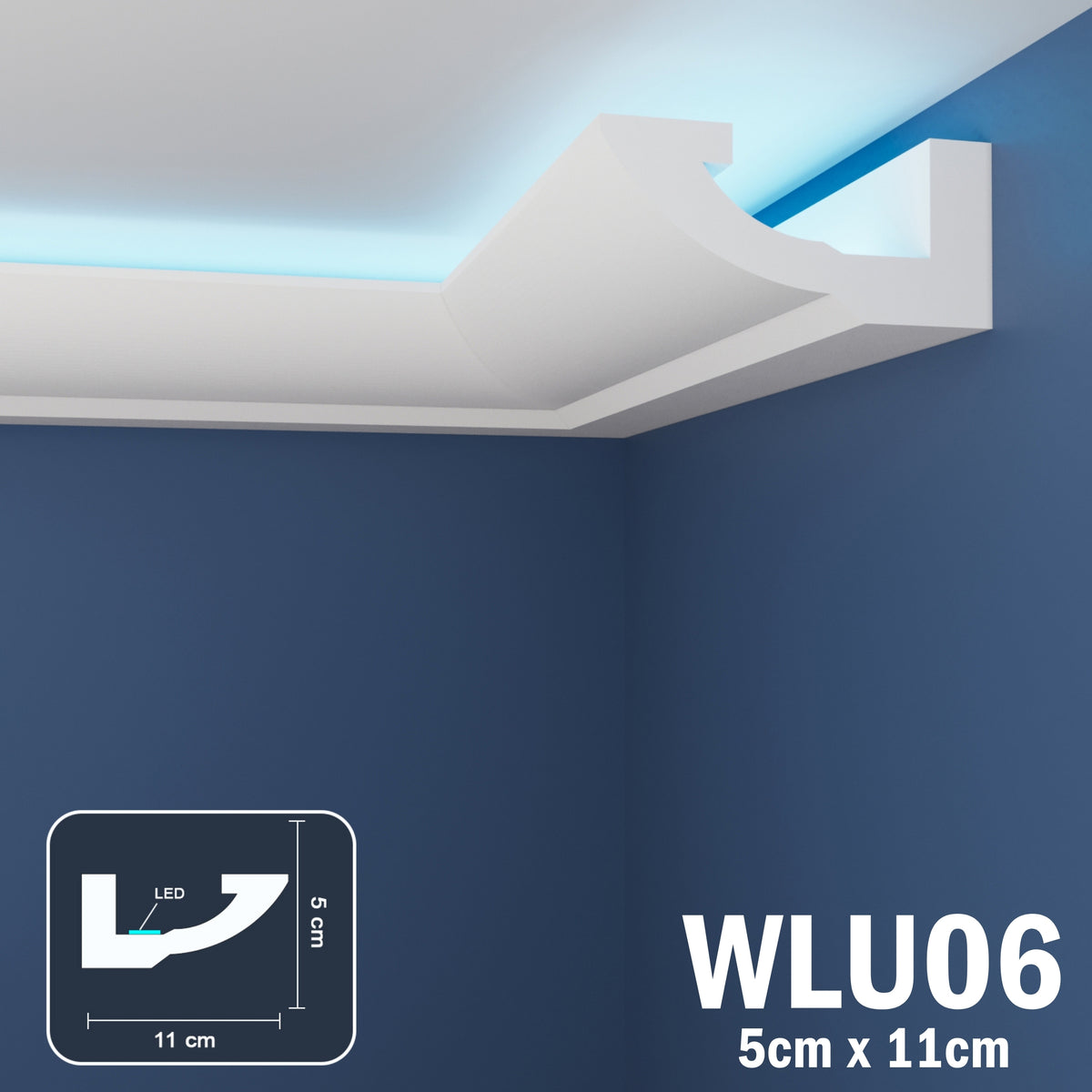 LED Coving for Ceilings Cornice XPS Extruded Polystyrene WLU06
