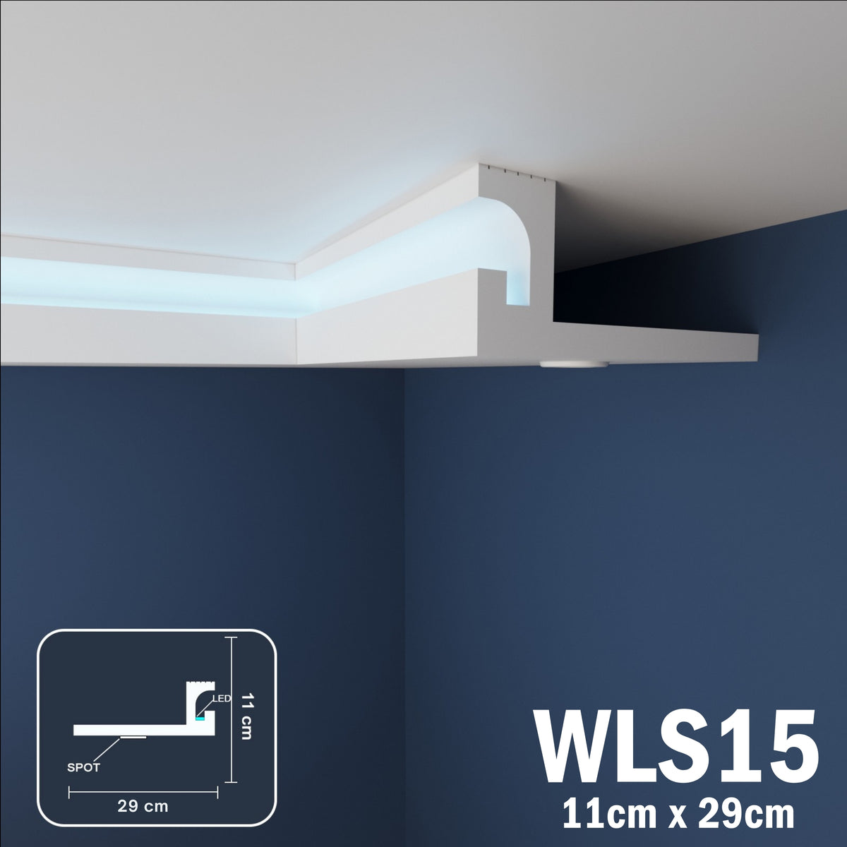LED Coving for Ceilings Cornice XPS Extruded Polystyrene  WLS15