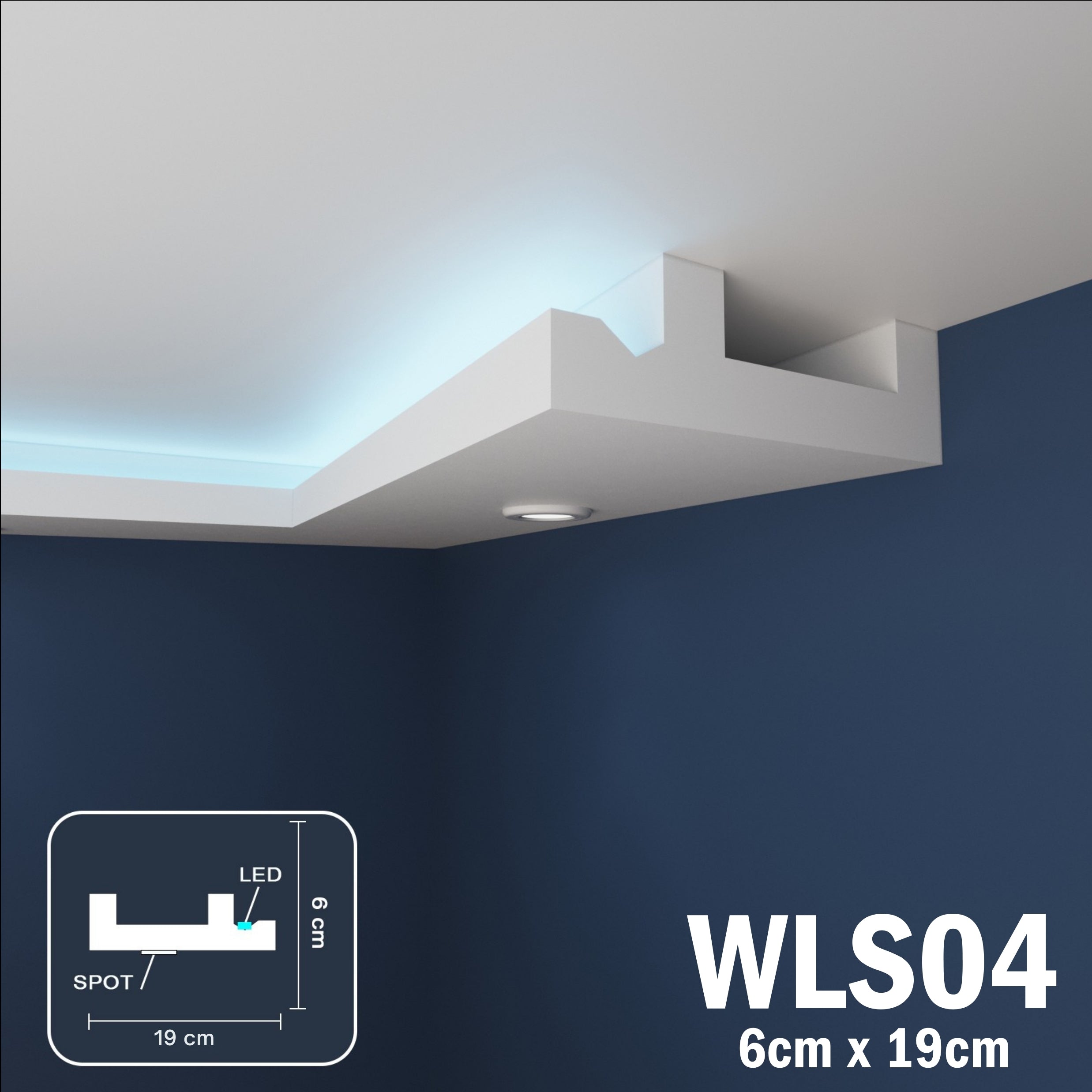 WLS04 Series XPS Cornice Coving – Decorative Coving Moulding for Ceilings, Lightweight Paintable Ceiling Coving Trim, Easy DIY Installation, Durable and Moisture Resistant