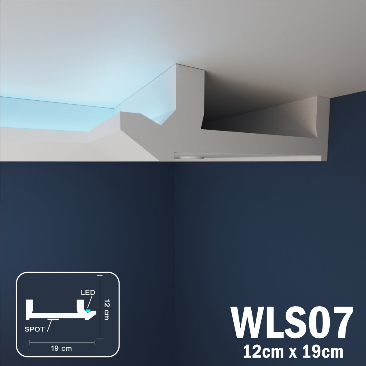 LED Coving for Ceilings Cornice XPS Extruded Polystyrene WLS07