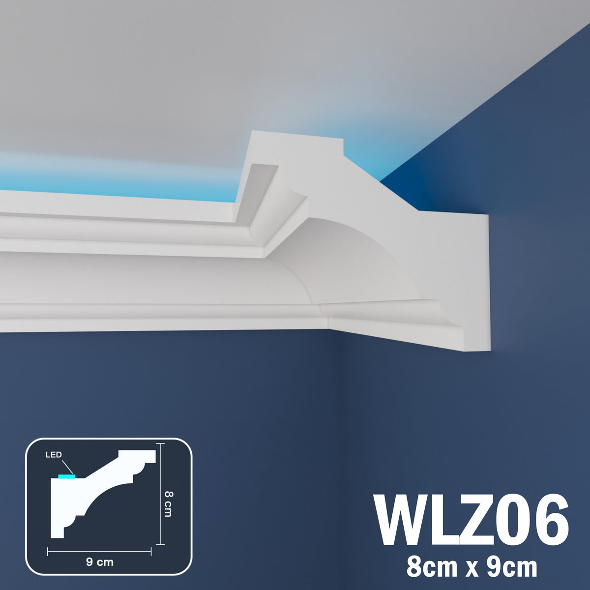LED Coving for Ceilings Cornice XPS Extruded Polystyrene WLZ06