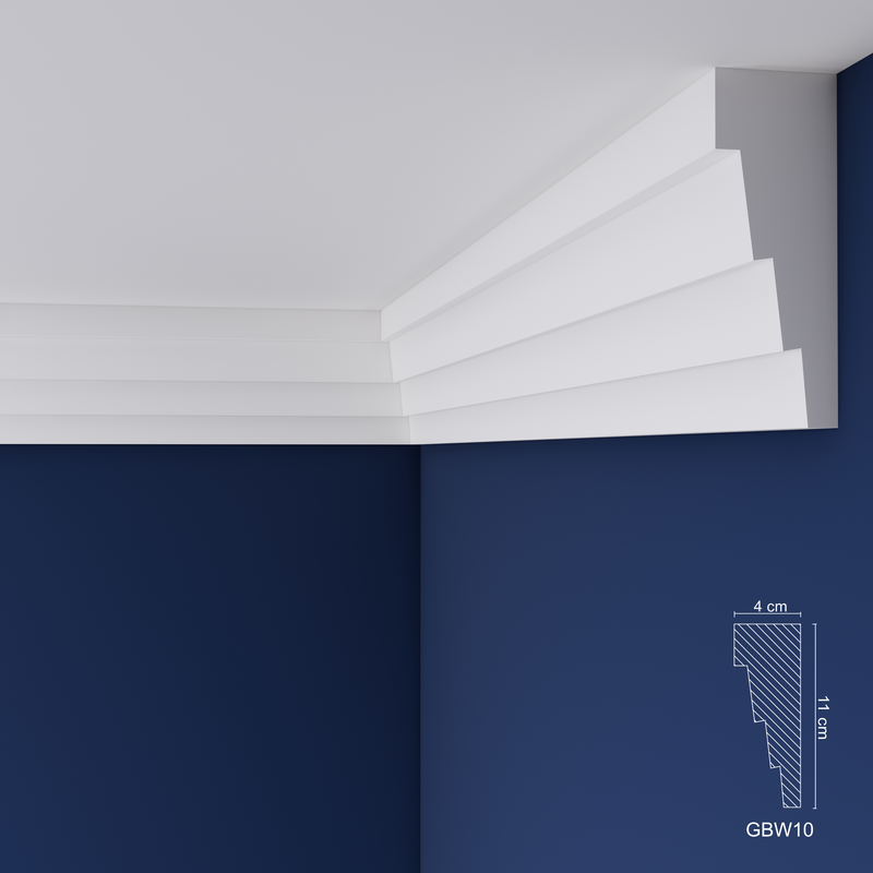 Extruded Polystyrene Coving for Ceilings, Cornice 4x11cm GBW10