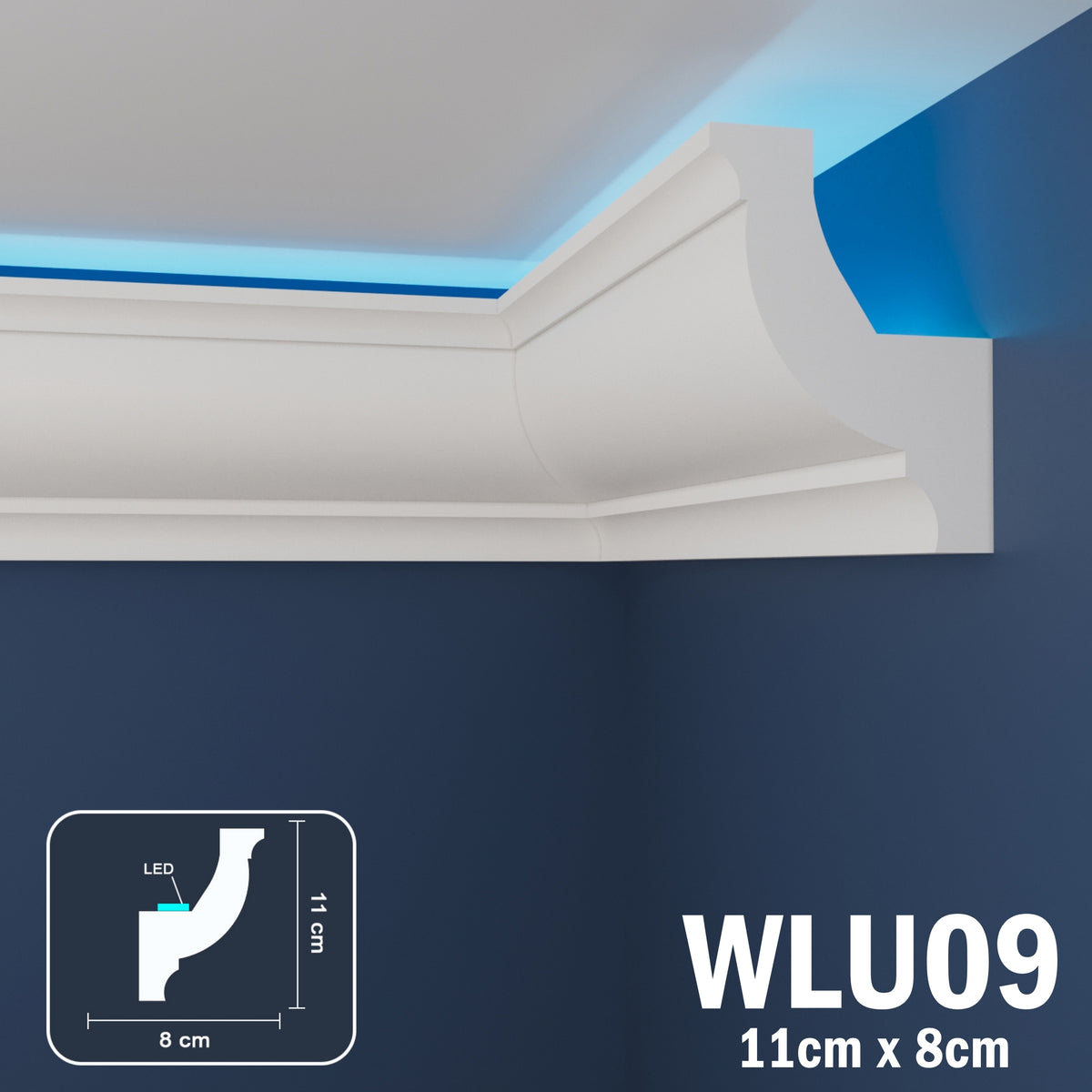 LED Coving for Ceilings Cornice XPS Extruded Polystyrene WLU09