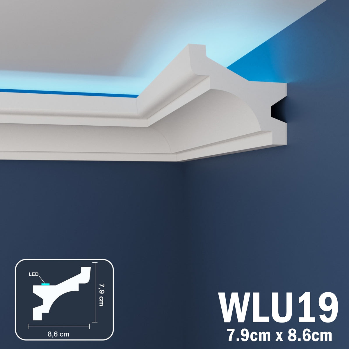 LED Coving for Ceilings Cornice XPS Extruded Polystyrene WLU19