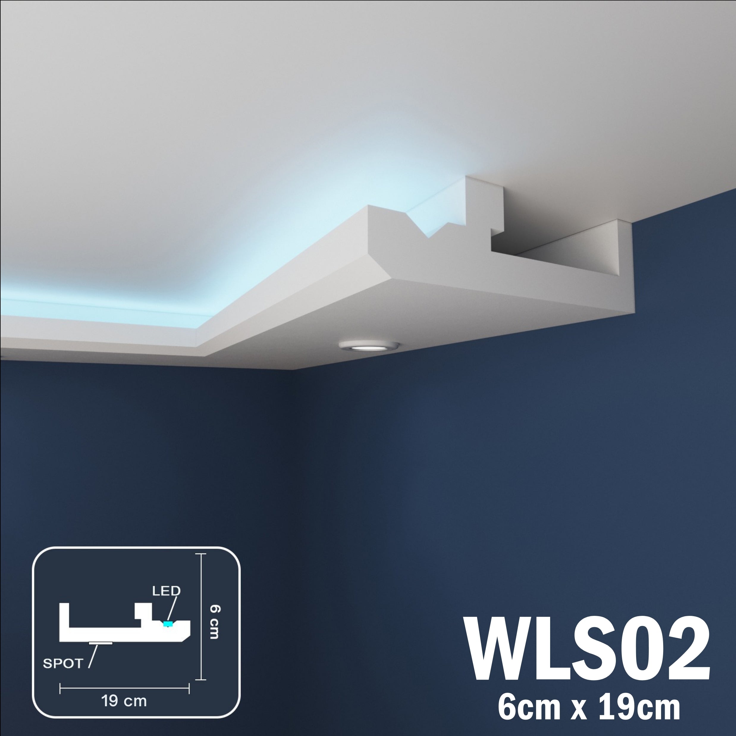 WLS02 Series XPS Cornice Coving – Decorative Coving Moulding for Ceilings, Lightweight Paintable Ceiling Coving Trim, Easy DIY Installation, Durable and Moisture Resistant