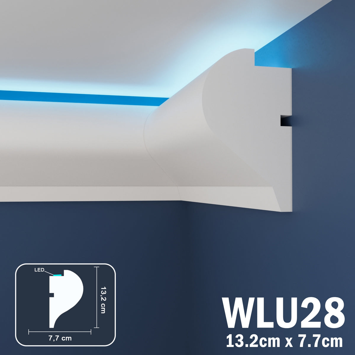 LED Coving for Ceilings Cornice XPS Extruded Polystyrene WLU28