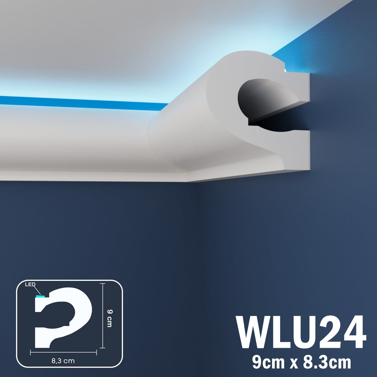 LED Coving for Ceilings Cornice XPS Extruded Polystyrene WLU24