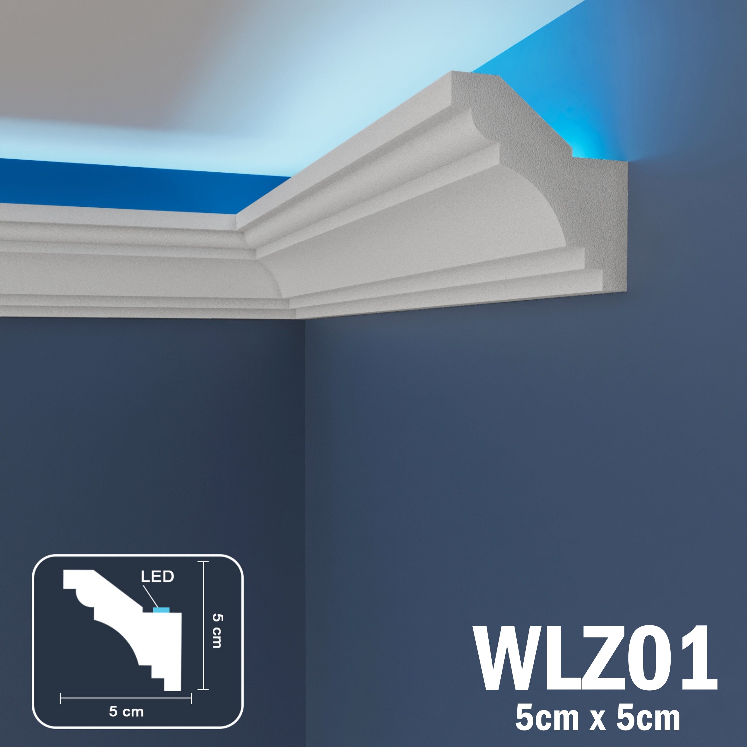 WLZ01 Series XPS Coving for Ceilings Cornice, Lightweight  Paintable
