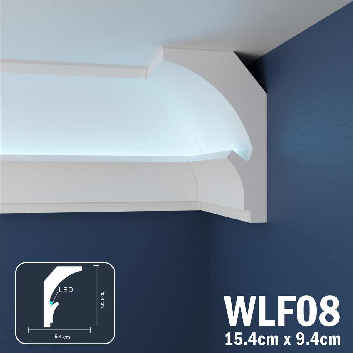 LED Coving for Ceilings Cornice XPS Extruded Polystyrene WLF08