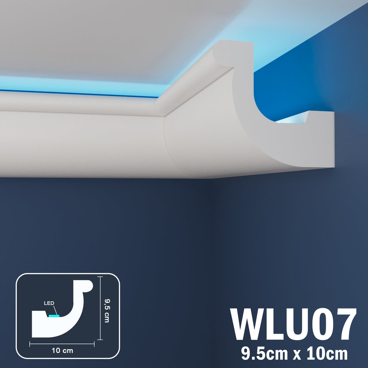 LED Coving for Ceilings Cornice XPS Extruded Polystyrene WLU07