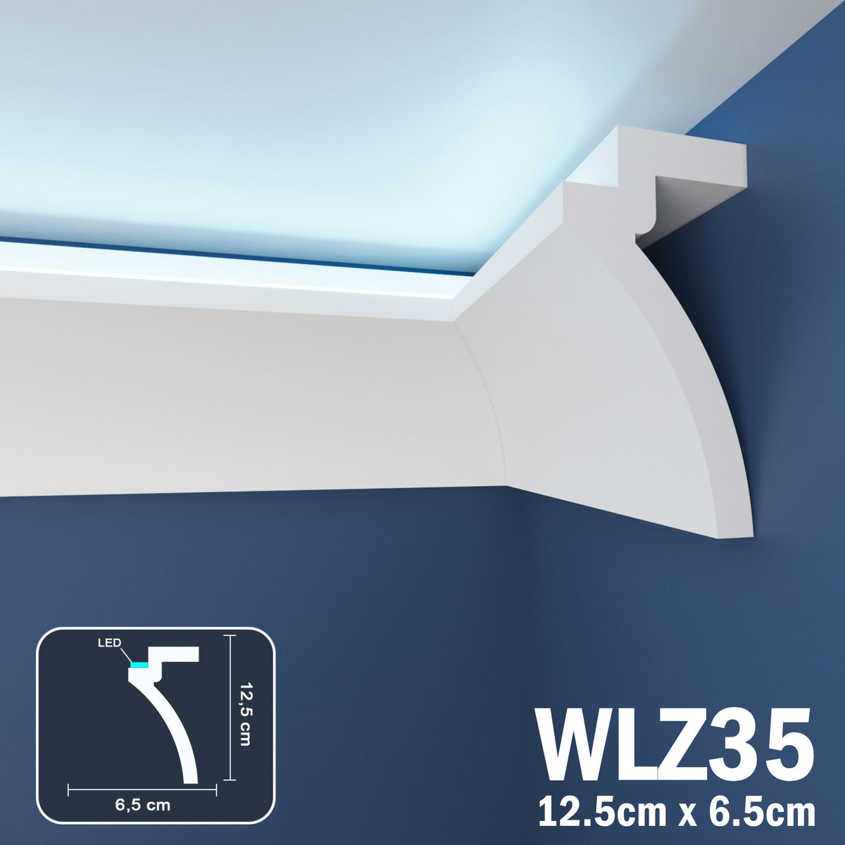 LED Coving for Ceilings Cornice XPS Extruded Polystyrene WLZ35