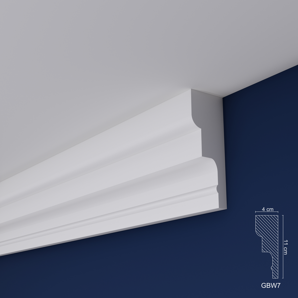 Extruded Polystyrene Coving for Ceilings, Cornice 4x11cm GBW07