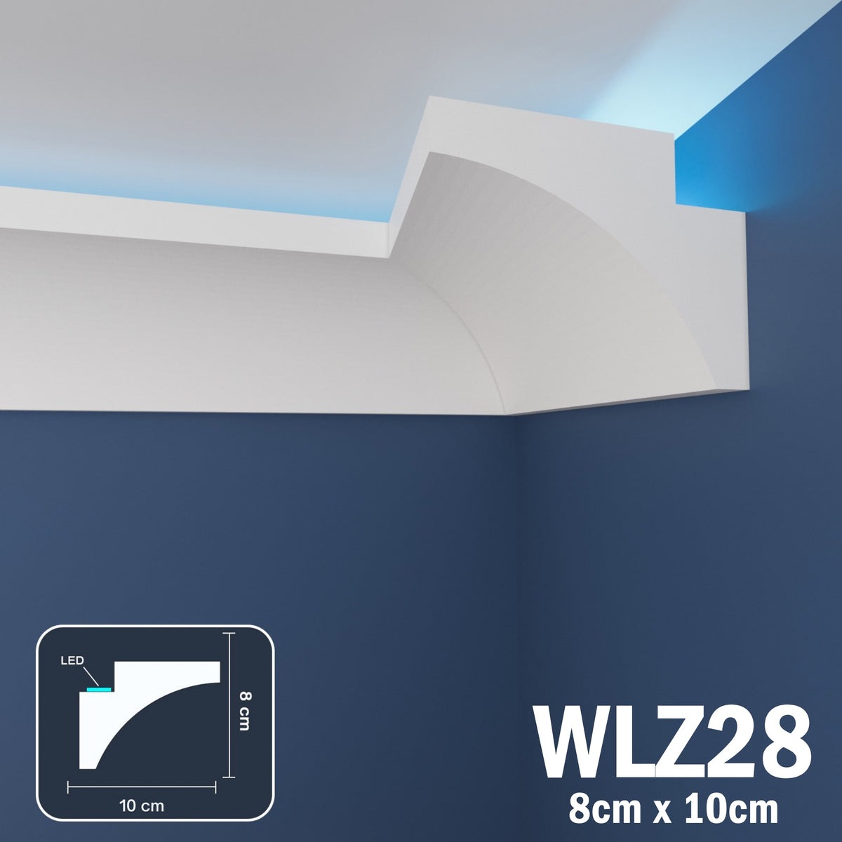 LED Coving for Ceilings Cornice XPS Extruded Polystyrene WLZ28