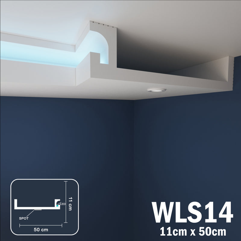 LED Coving for Ceilings Cornice XPS Extruded Polystyrene WLS14
