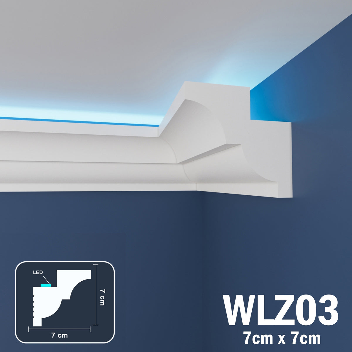 LED Coving for Ceilings Cornice XPS Extruded Polystyrene WLZ03