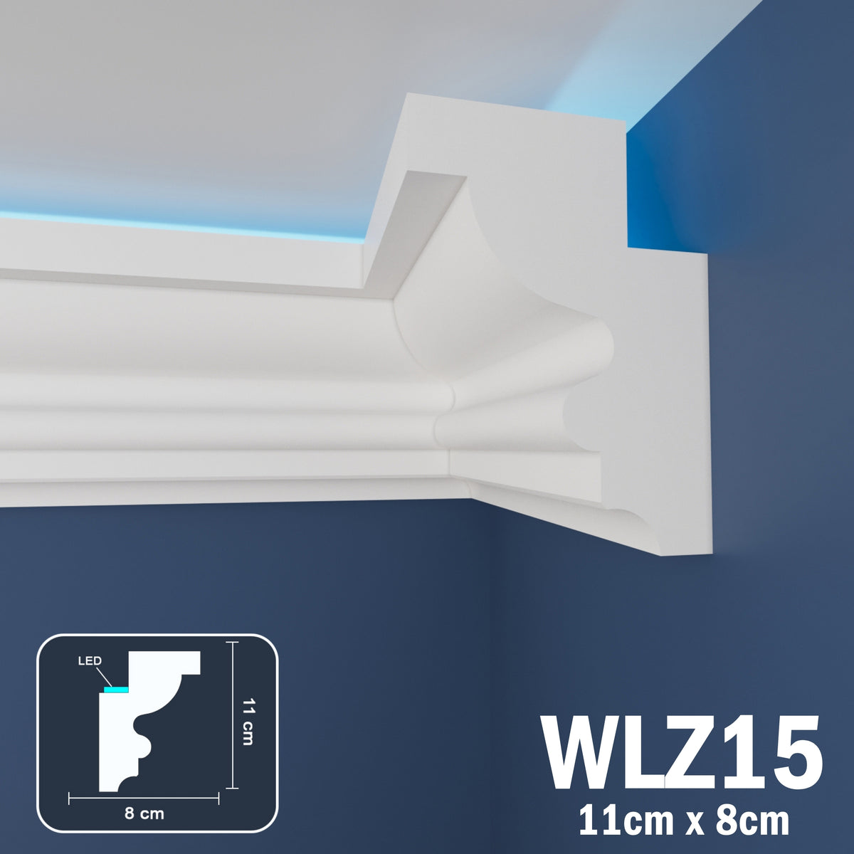 LED Coving for Ceilings Cornice XPS Extruded Polystyrene WLZ15
