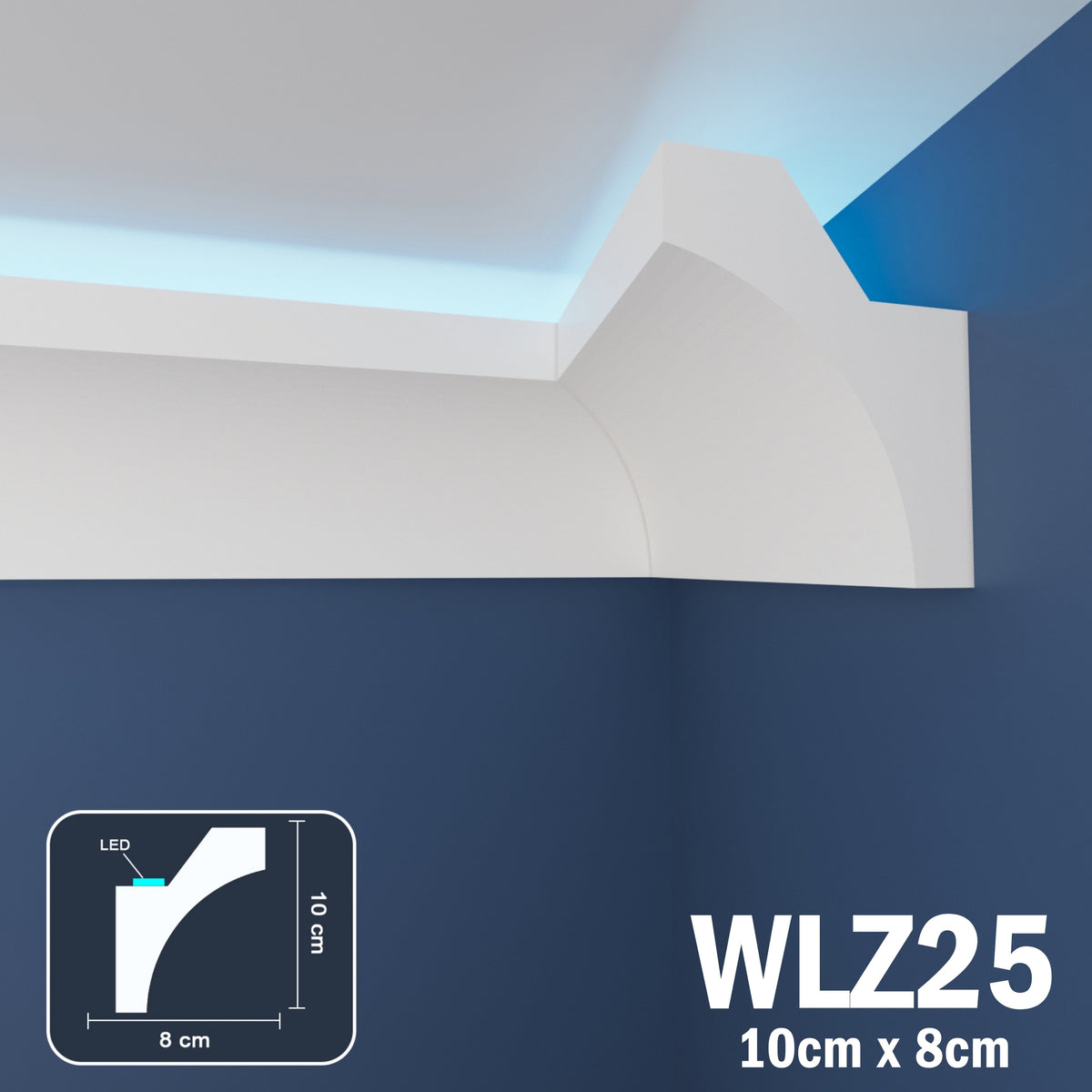 LED Coving for Ceilings Cornice XPS Extruded Polystyrene WLZ25