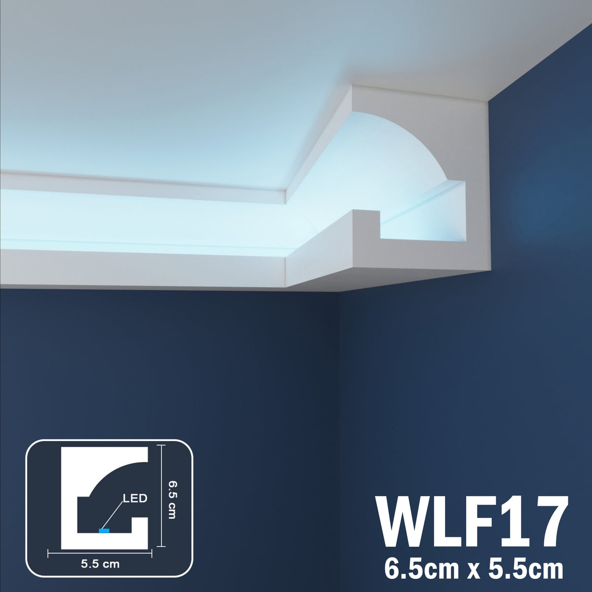 LED Coving for Ceilings Cornice XPS Extruded Polystyrene WLF17