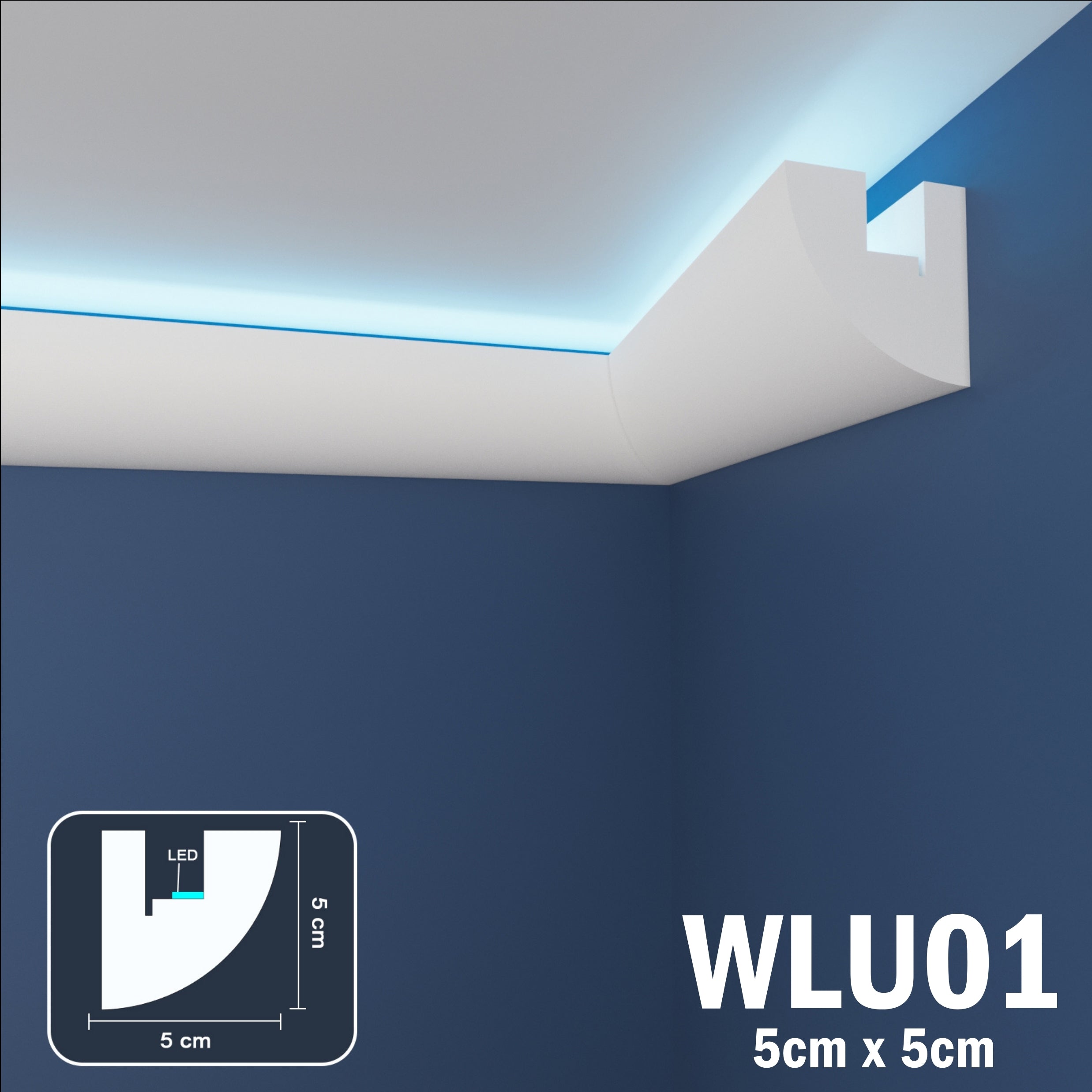 WLU01 Series XPS Cornice Coving – Decorative Coving Moulding for Ceilings, Lightweight Paintable Ceiling Coving Trim, Easy DIY Installation, Durable and Moisture Resistant