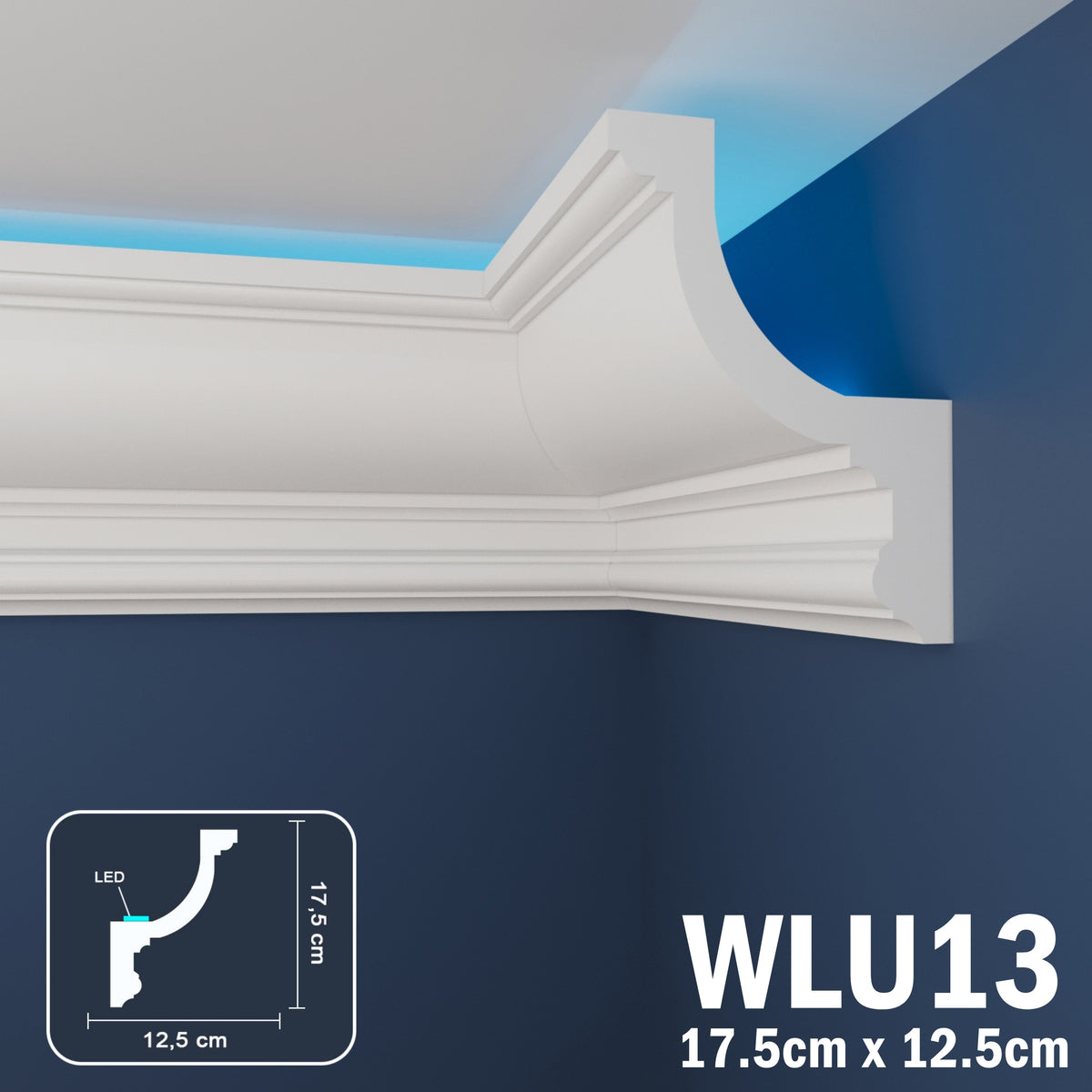 LED Coving for Ceilings Cornice XPS Extruded Polystyrene WLU13