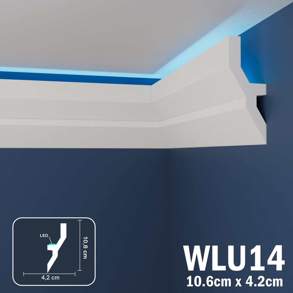 LED Coving for Ceilings Cornice XPS Extruded Polystyrene WLU14