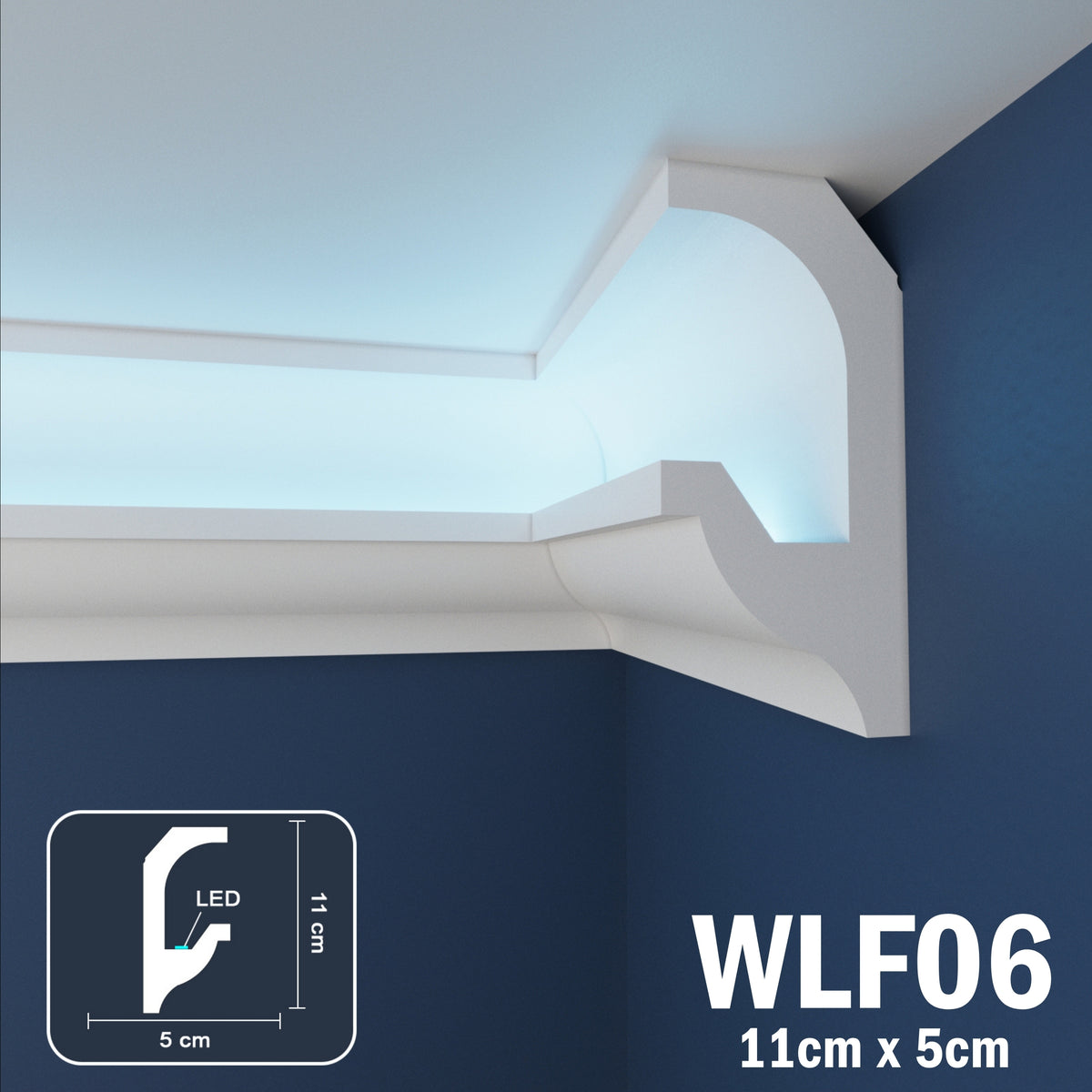 LED Coving for Ceilings Cornice XPS Extruded Polystyrene WLF06