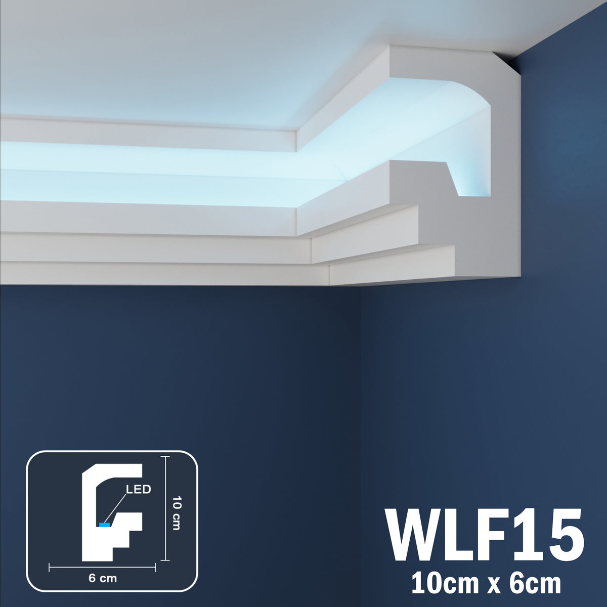 LED Coving for Ceilings Cornice XPS Extruded Polystyrene WLF15