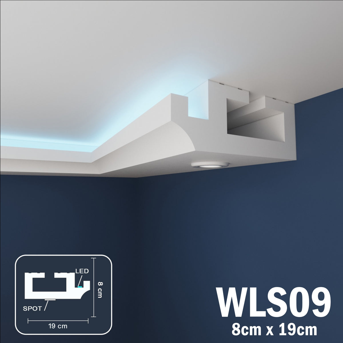 LED Coving for Ceilings Cornice XPS Extruded Polystyrene WLS09