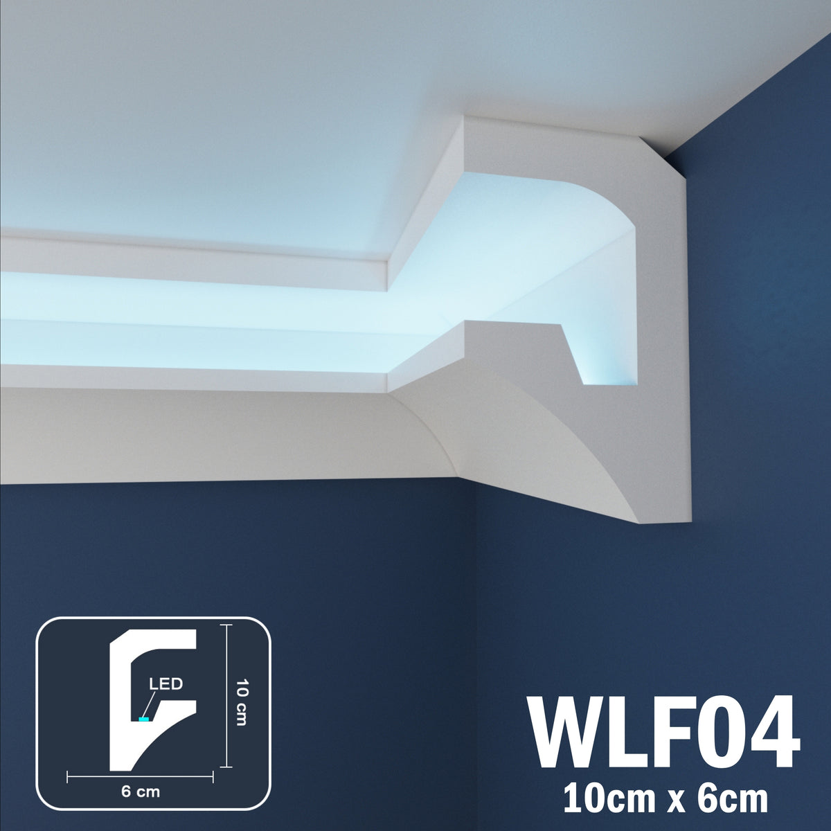 LED Coving for Ceilings Cornice XPS Extruded Polystyrene WLF04