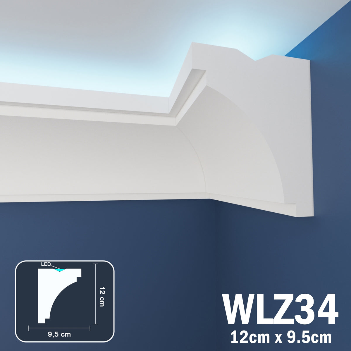 LED Coving for Ceilings Cornice XPS Extruded Polystyrene WLZ34