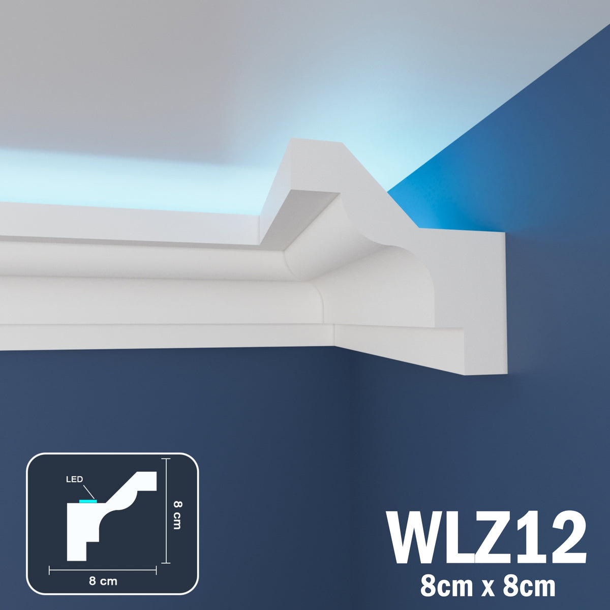LED Coving for Ceilings Cornice XPS Extruded Polystyrene WLZ12