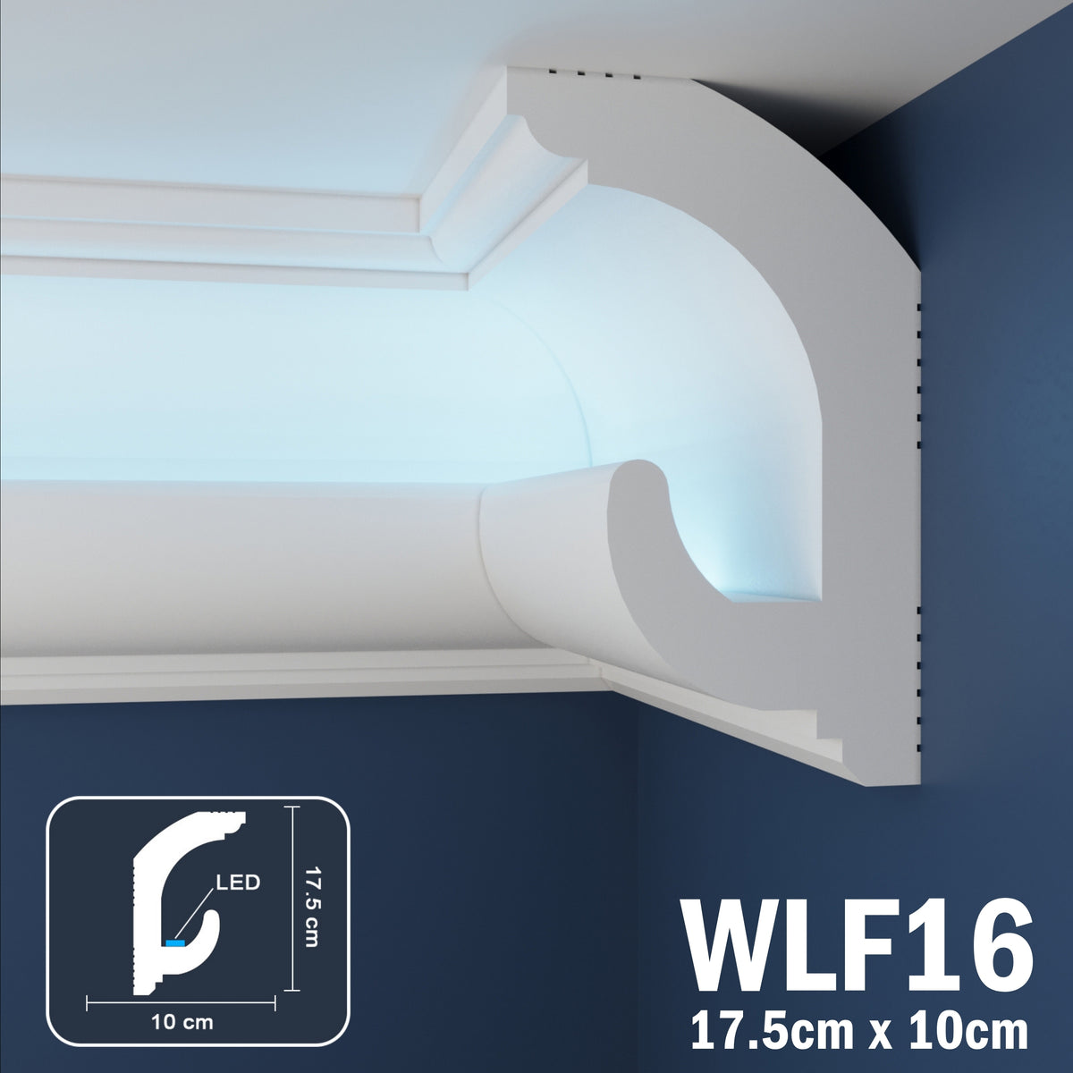 LED Coving for Ceilings Cornice XPS Extruded Polystyrene WLF16