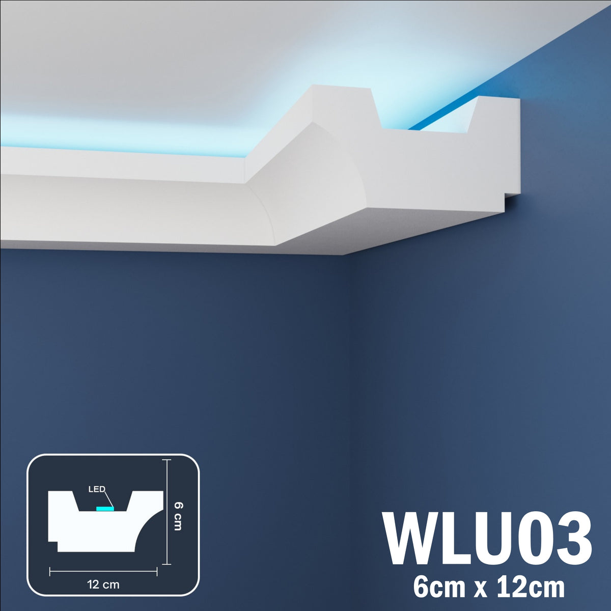 LED Coving for Ceilings Cornice XPS Extruded Polystyrene WLU03
