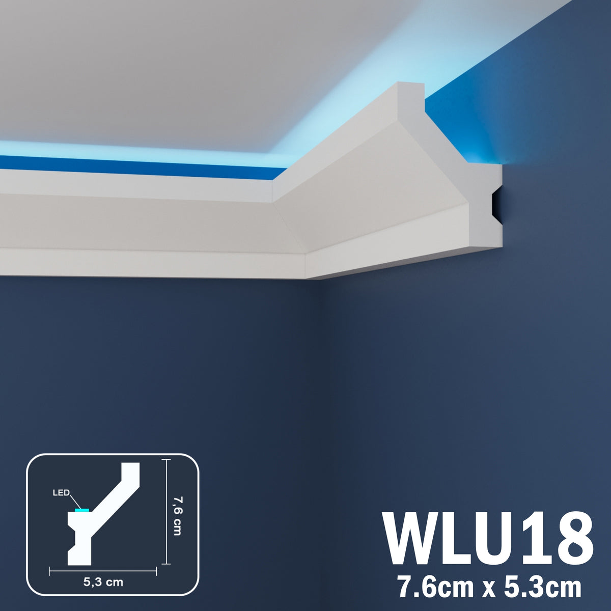 LED Coving for Ceilings Cornice XPS Extruded Polystyrene WLU18