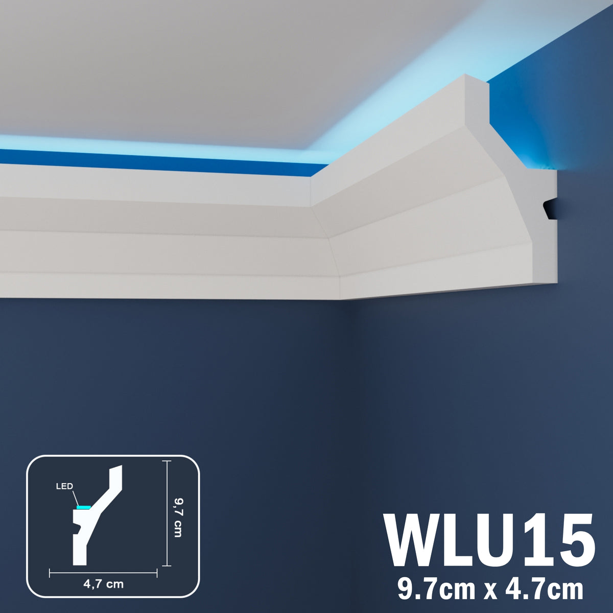 LED Coving for Ceilings Cornice XPS Extruded Polystyrene WLU15
