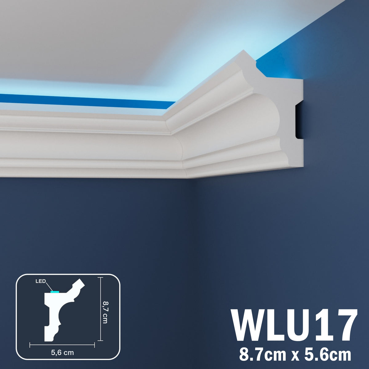 LED Coving for Ceilings Cornice XPS Extruded Polystyrene WLU17