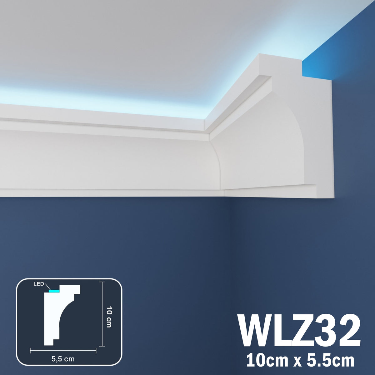 LED Coving for Ceilings Cornice XPS Extruded Polystyrene WLZ32
