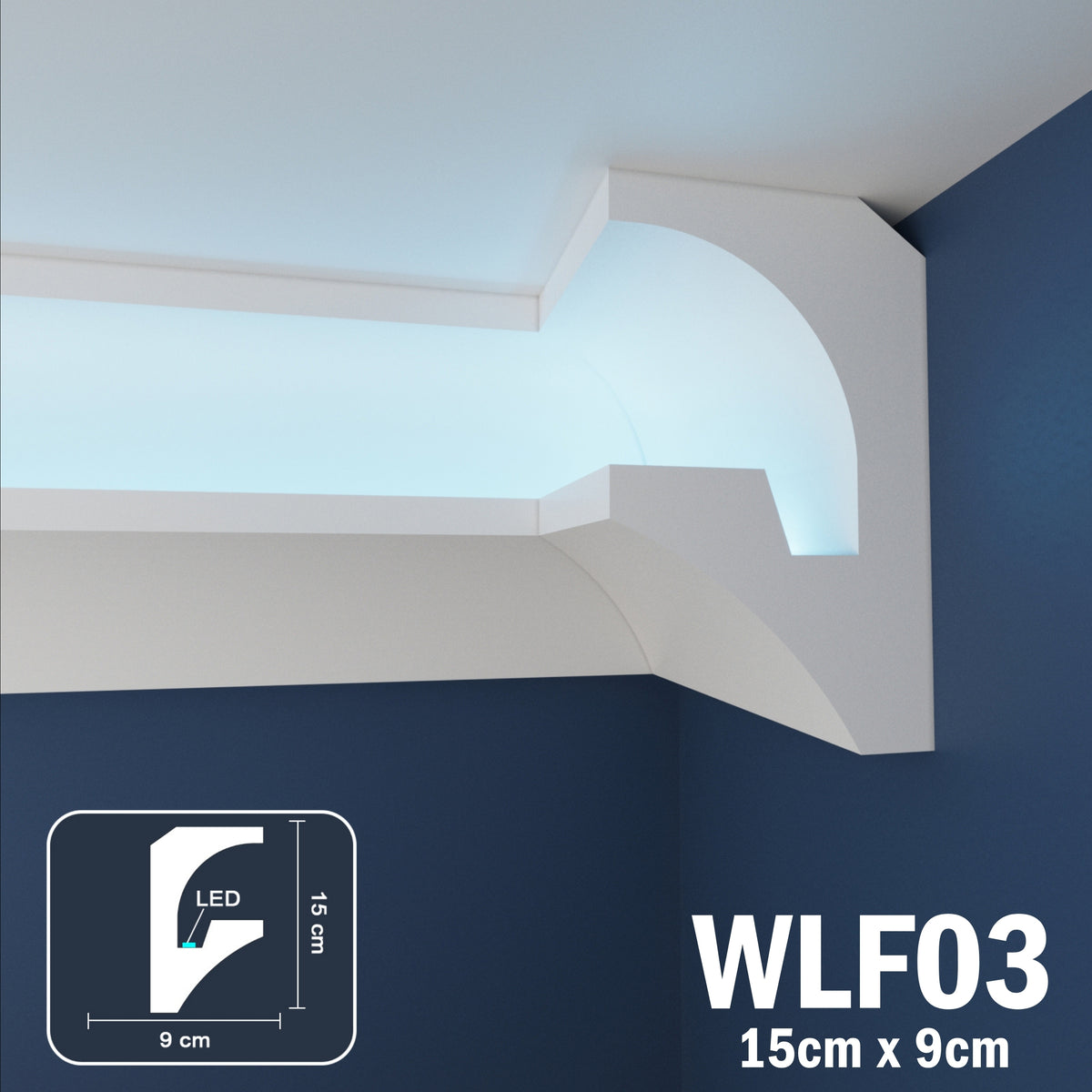LED Coving for Ceilings Cornice XPS Extruded Polystyrene WLF03